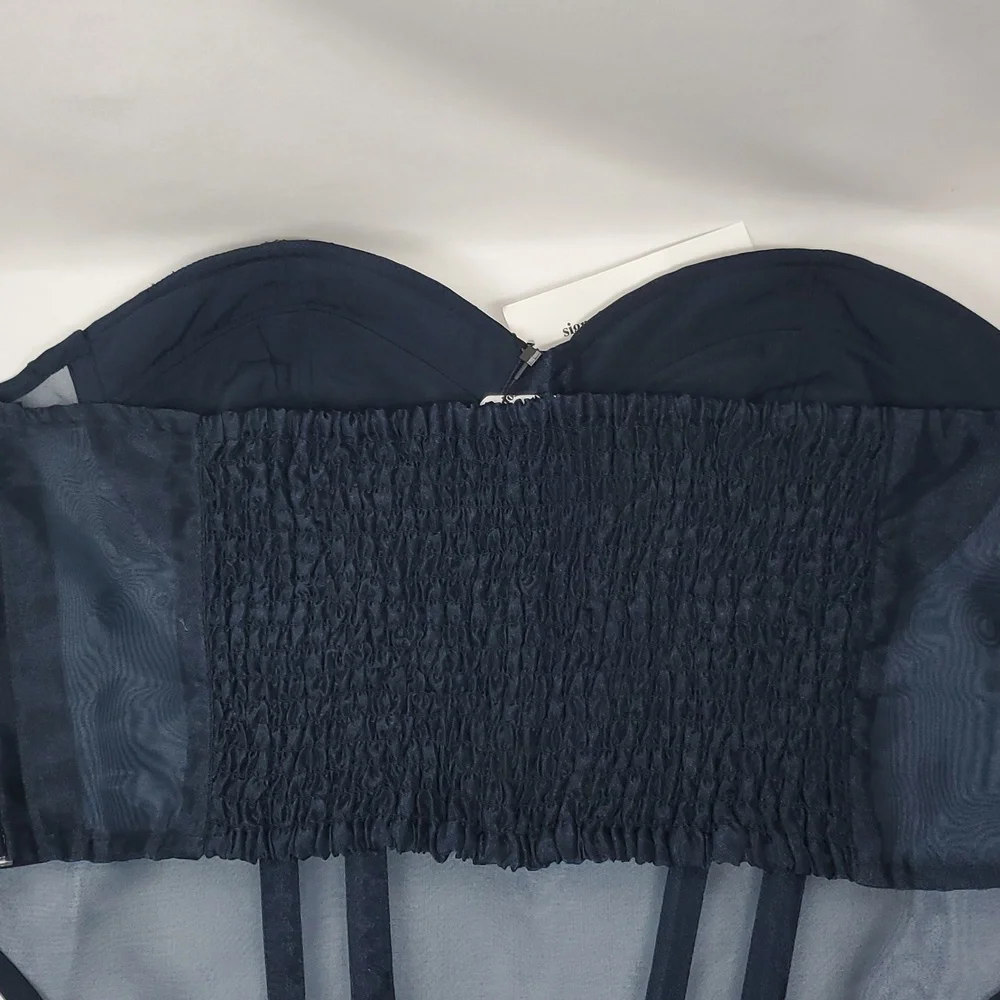 The Drop womens Sky Captain Organza Corset by @signedblakeBlouses ~ Blue - Picture 11 of 16